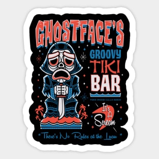 Ghostface Tiki Bar - Creepy Cute Slasher - Hawaii Surf Vacation Sticker